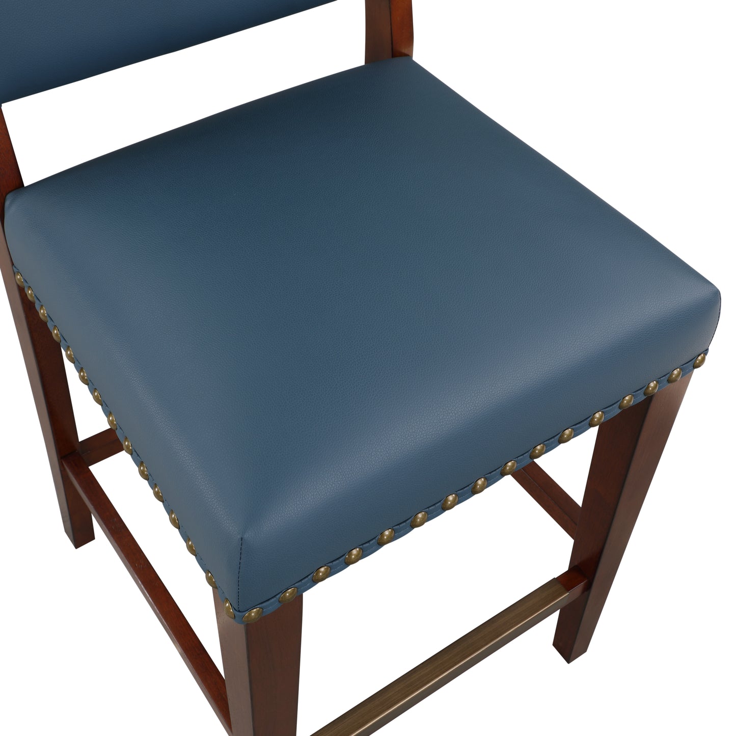 Blue Leather Nailhead Counter Stool