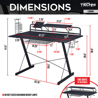 Carbon Max Gaming Desk - Black