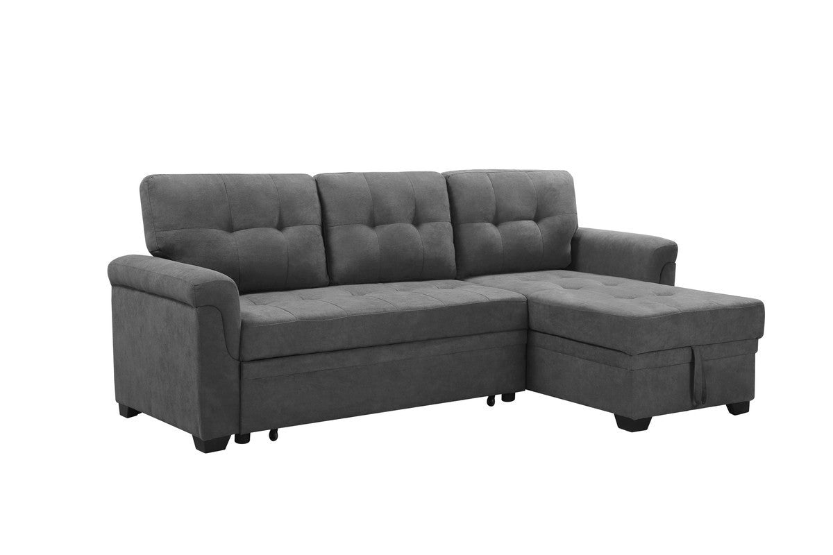 Lucca Fabric Reversible Sectional Sleeper Sofa Chaise with Storage - Gray