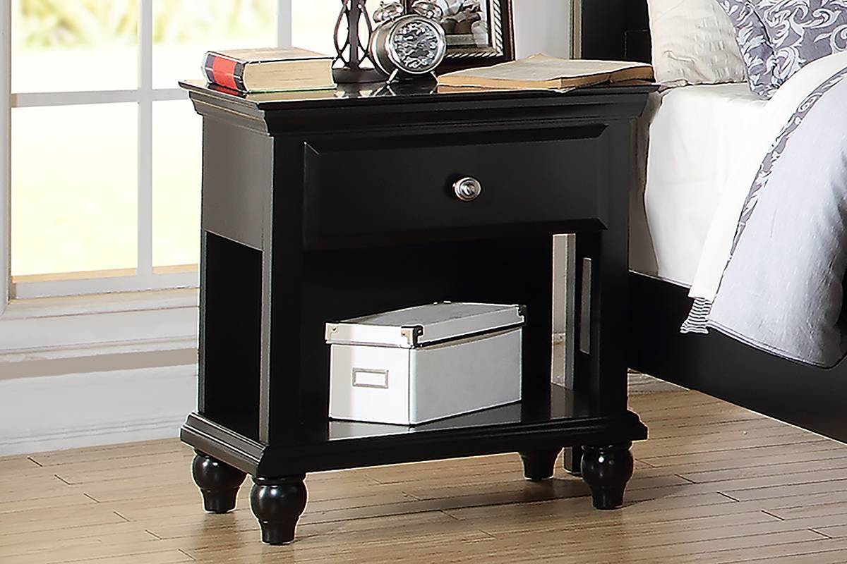 Mido Wooden Nightstand - Black