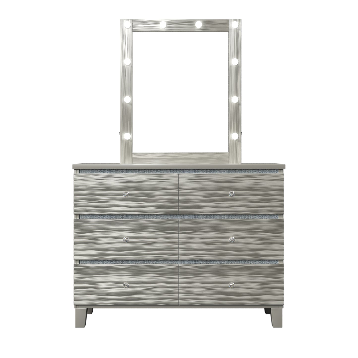 Elegant Silverwood Dresser with Crystal Accents