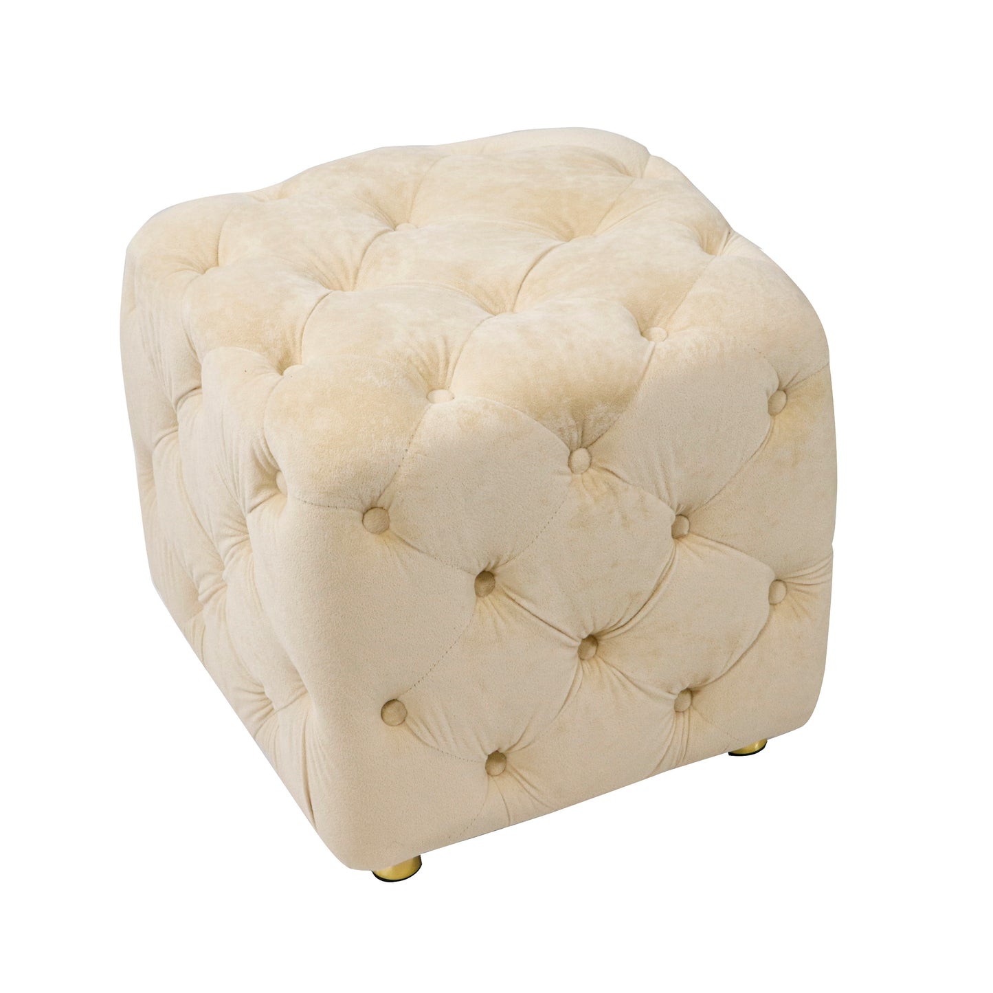 Velvet Upholstered Vanity Seat - Beige