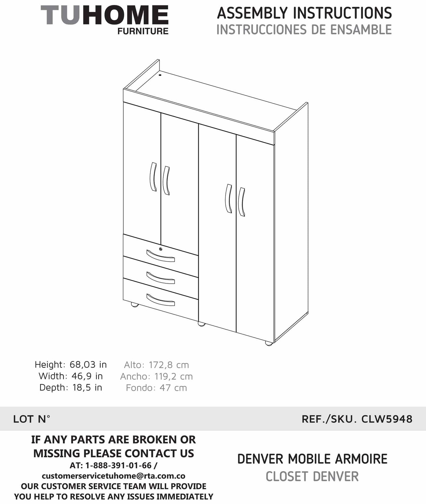 Vista Noir 3-Drawer Wardrobe