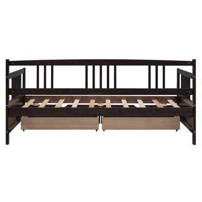 Lex Full Size Wooden Daybed with Twin Size Trundle - Espresso