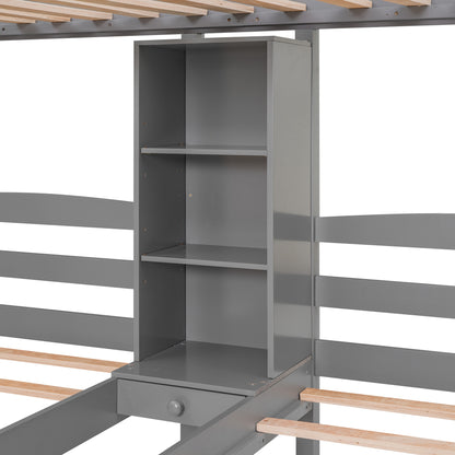 Family Set  Bunk Bed with Storage and Shelves