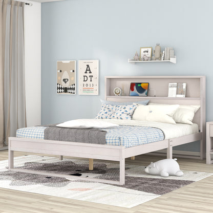 Mora Queen Size Platform Bed Frame with Storage - White