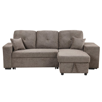 Knox Charcoal Reversible Sleeper Sectional Sofa Bed