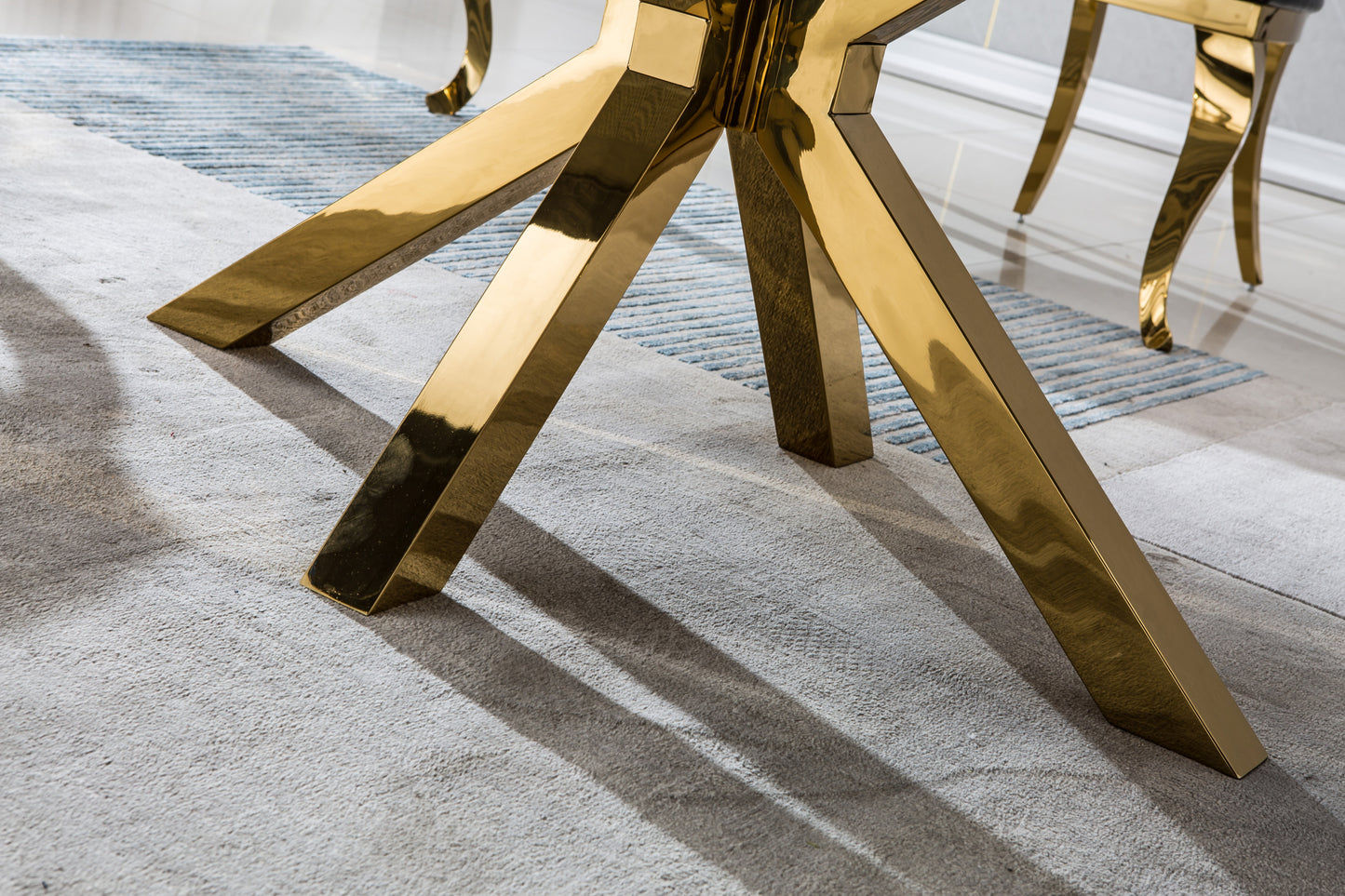 Elegant Gold Fusion Marble Dining Table