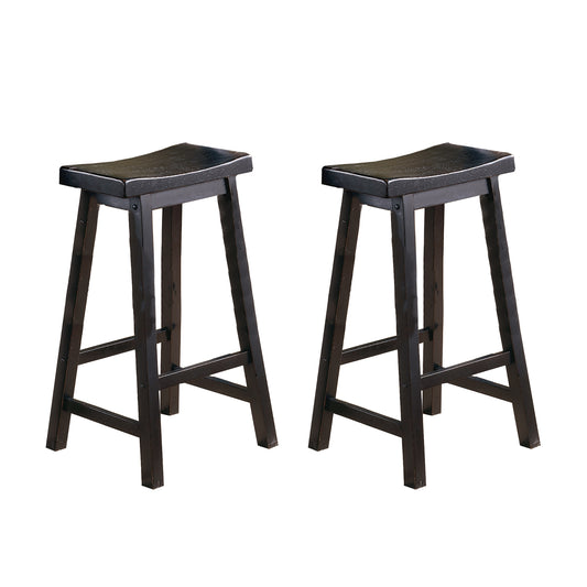 Solid Wood 29-inch Counter Height Stools - Black Set of 2