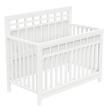 Baby Safe Crib Pine Solid Wood Non-Toxic  - White