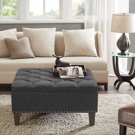 Lindsey Tufted Square Cocktail Ottoman - Black