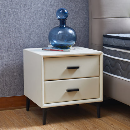 Meu Modern Nightstand with 2 Drawers - Beige