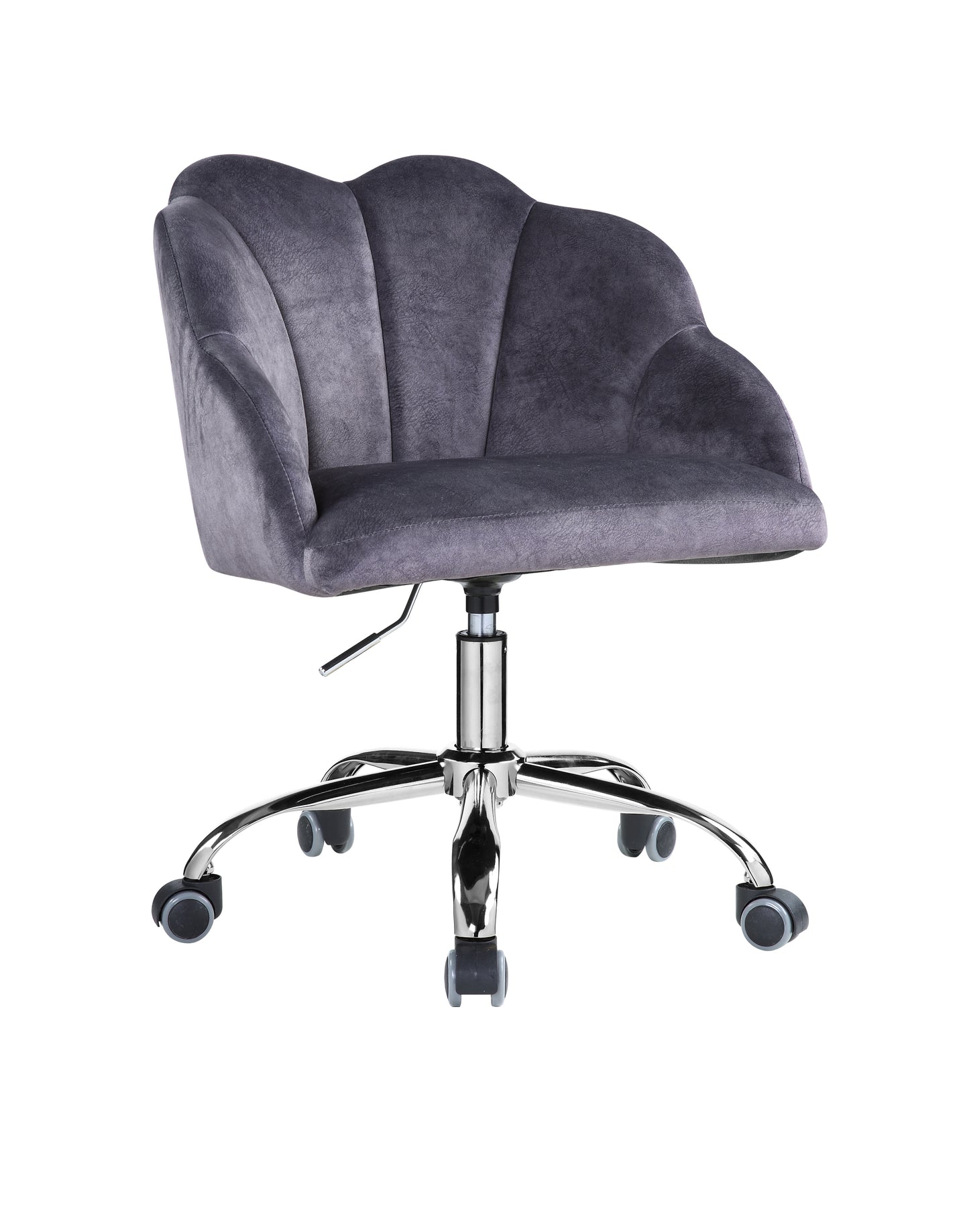 Velvet Gray Chrome Office Chair