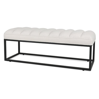 Metal Base Upholstered Bench - White