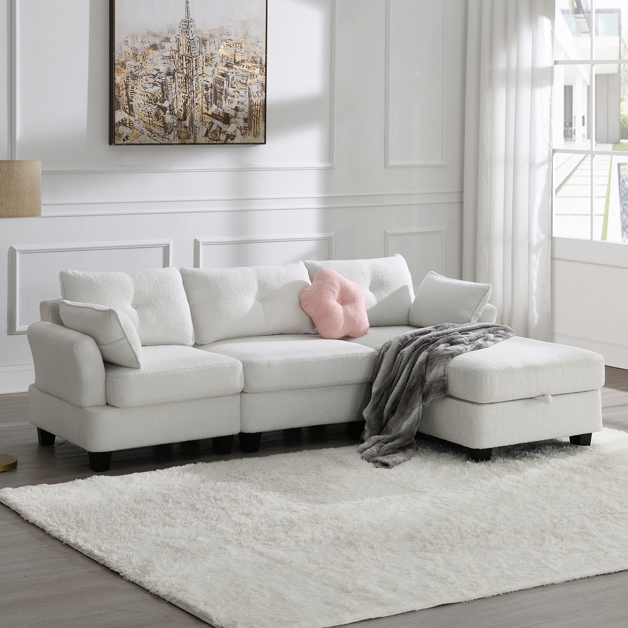 Beige deals velvet sectional