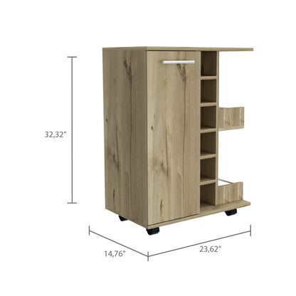 Bar Cart with Division Carbon - Light Oak