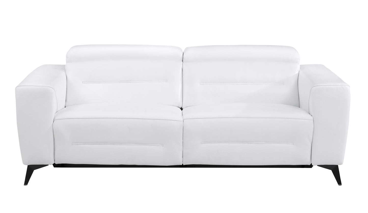 Honcho Top Grain Italian Leather Sofa with Power Recliner - White