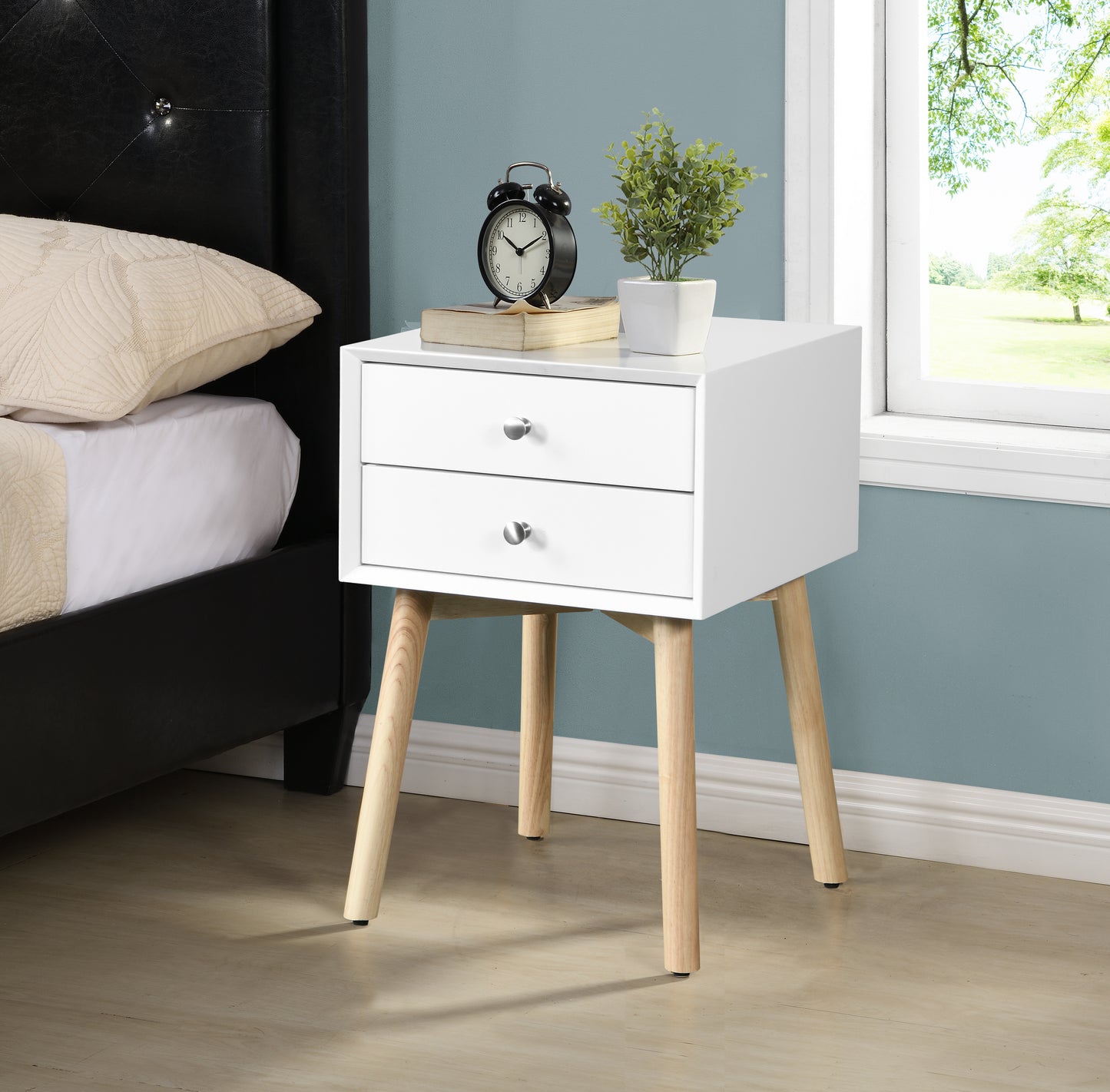 Tim Nightstand 2-Drawers - White