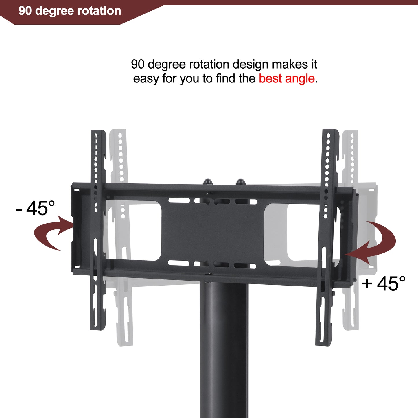 ElevateMax TV Stand: Black Multi-function Height Adjustable Bracket with Swivel and 3-Tier Storage