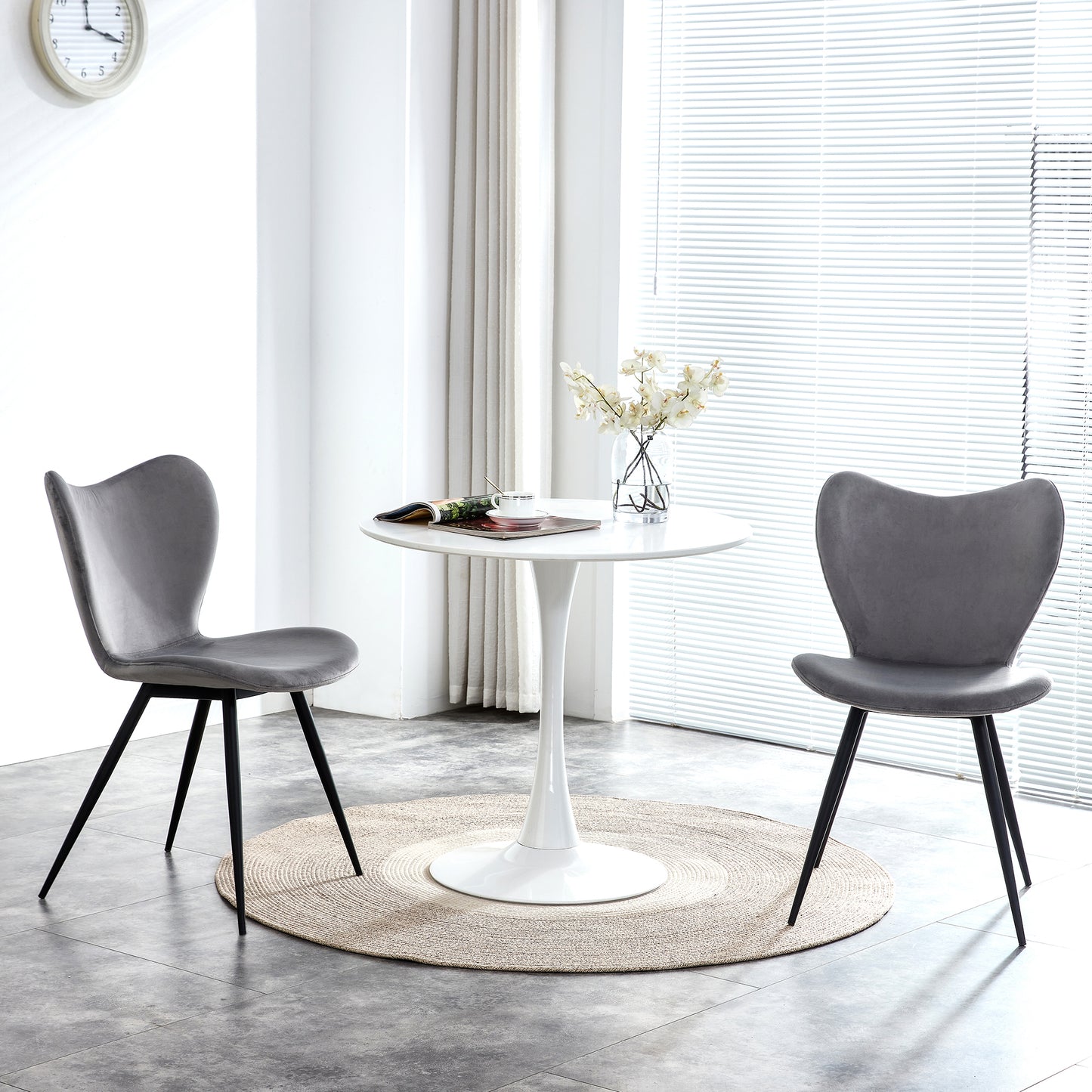 Riva Velvet Dining Chairs (Set of 2) - Gray