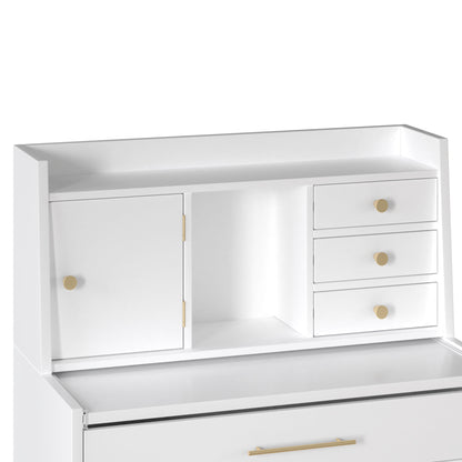 Elegance White Vanity Set with Mirror and Retractable Table