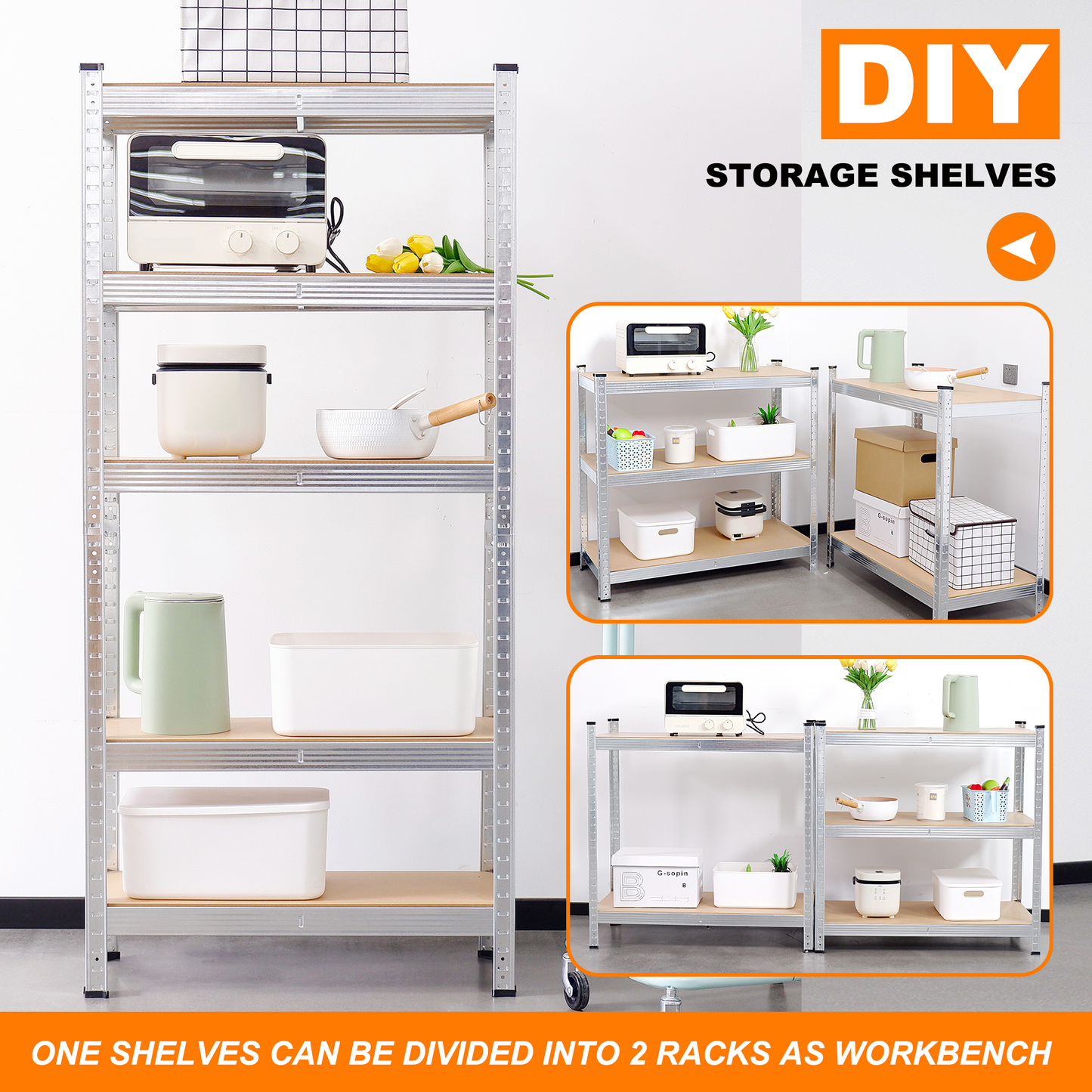 Silver Max Storage 5-Tier Utility Shelves - S