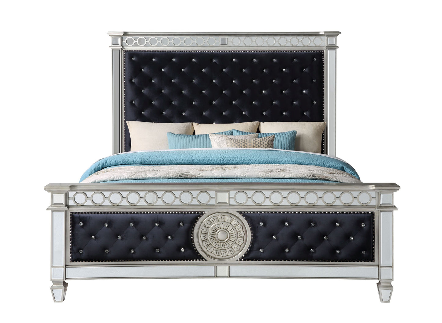 Arcer Queen Bed - Navy Blue