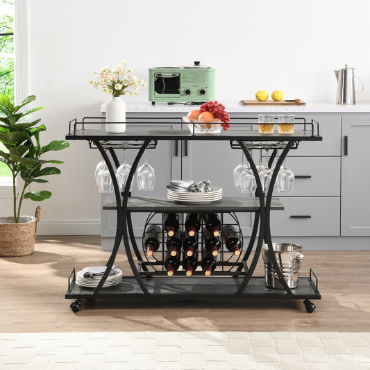 Sync Industrial Bar Cart  - Black & Gray