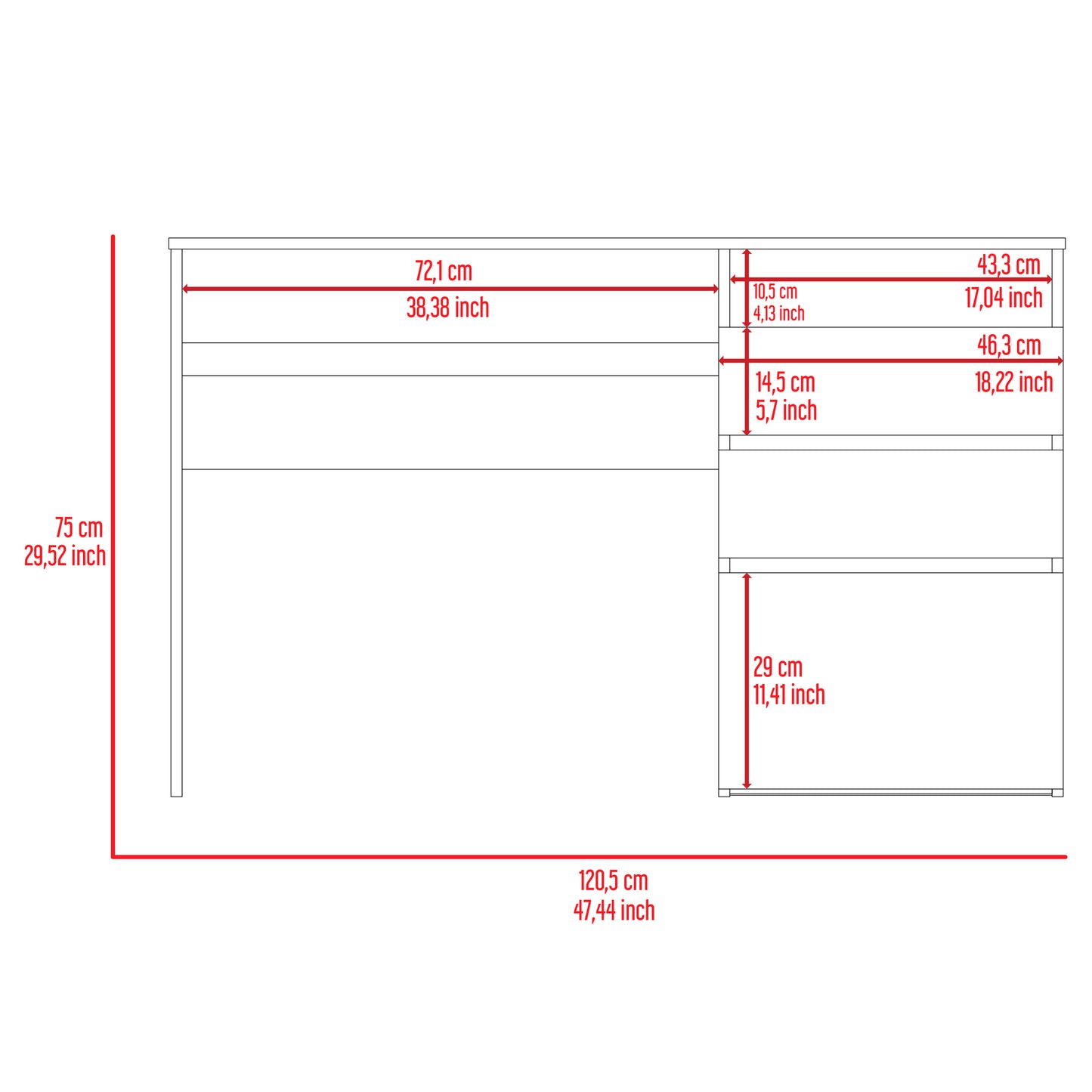 Tech Scape 3-Drawer 1-Shelf Workstation