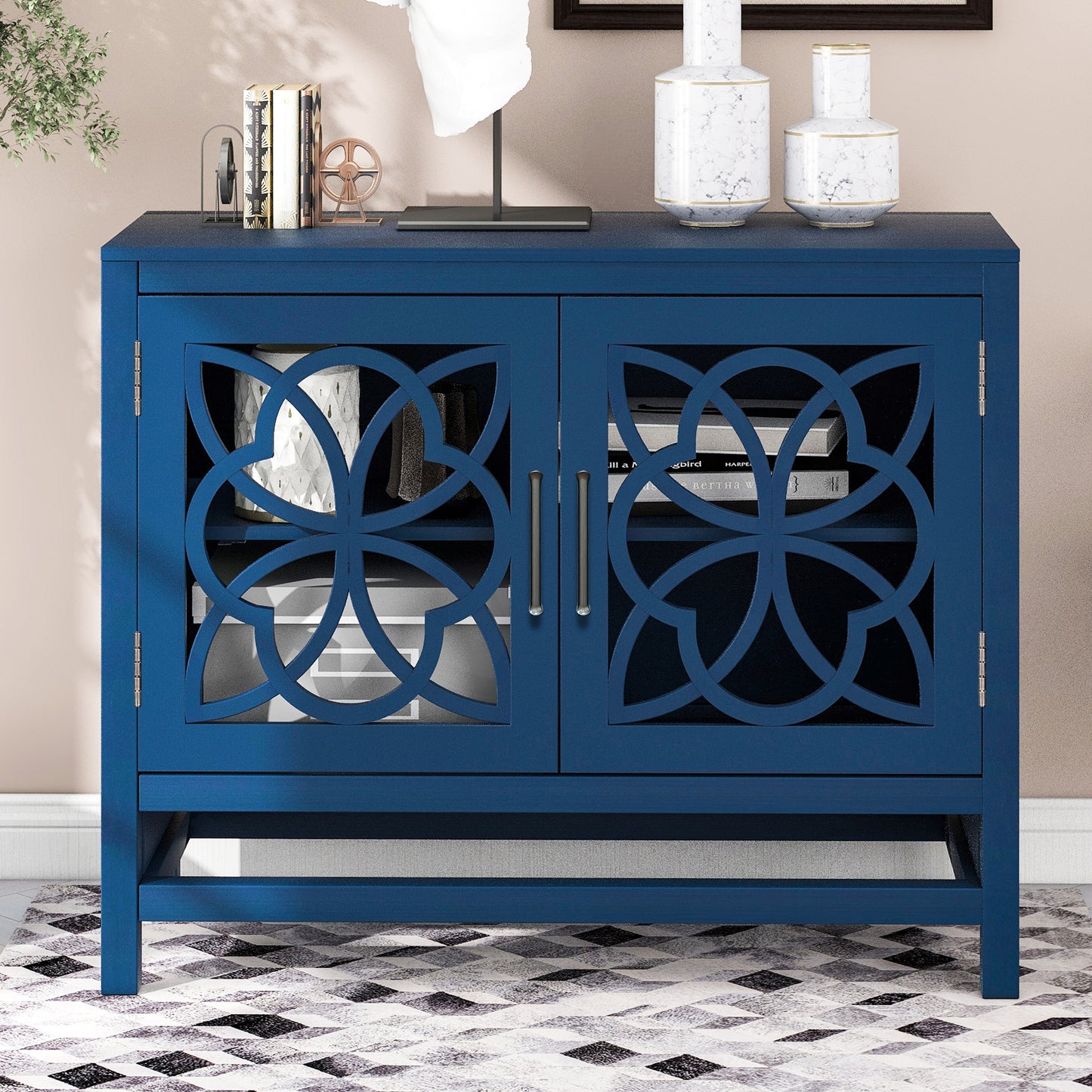 Navy Blue Elegance Wood Cabinet