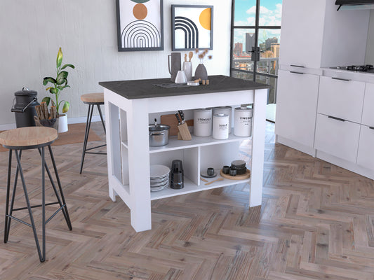 Prep Pro Center Kitchen Island  - White / Onyx