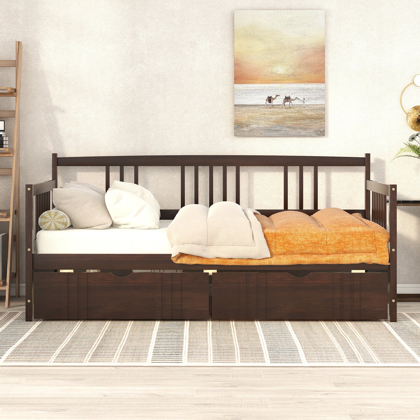 Lex Full Size Wooden Daybed with Twin Size Trundle - Espresso