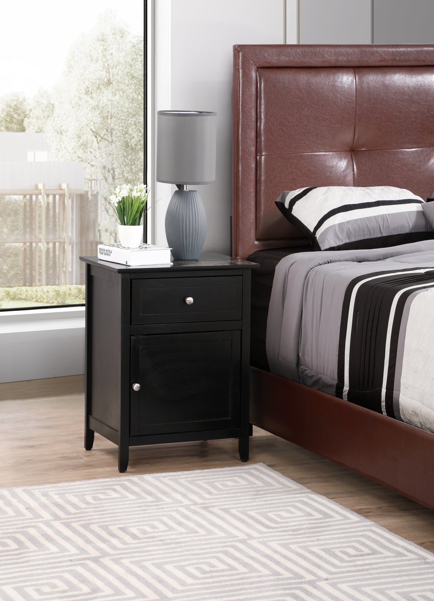 Izzy 1 Drawer 1 Door Nightstand - Black