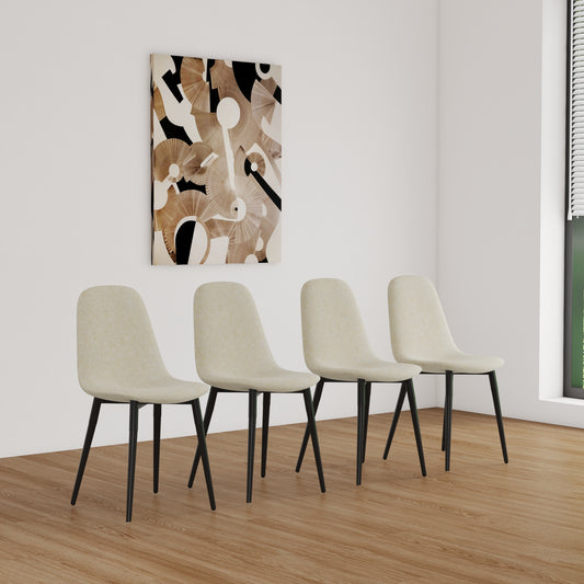 Ona II Fabric Dining Chairs with Black Metal Leg (Set of 2) - Beige