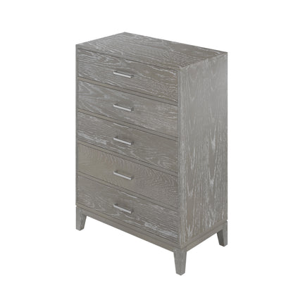 Elegant Essence Grey Wood Grain Five-Drawer Chest