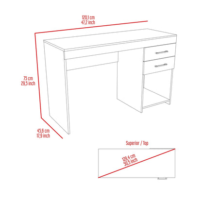 Berkeley 1-Shelf 2-Drawer Computer Desk - Light Grey