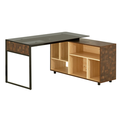 Oak Tech Corner Storage Desk