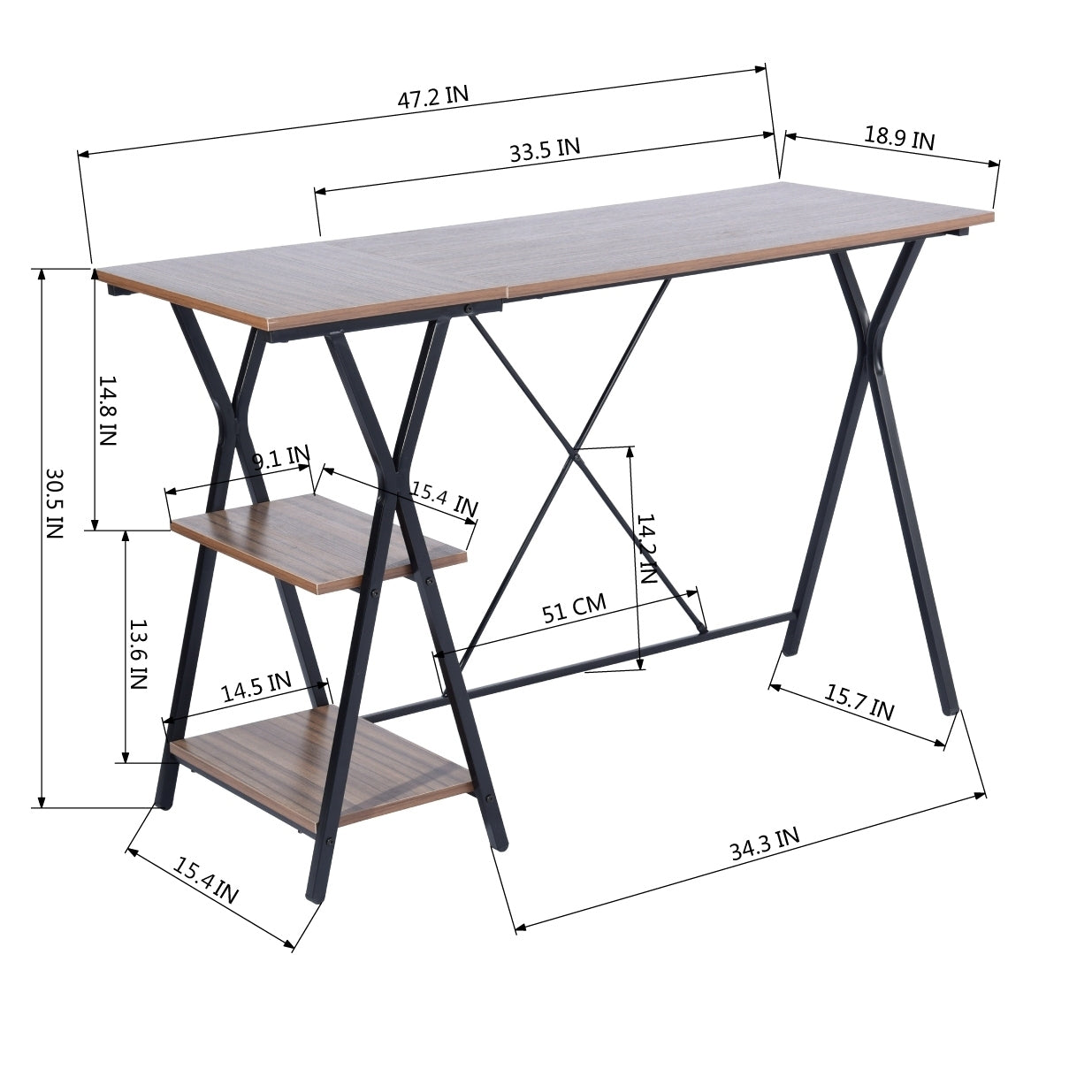 Computer Desk with 2 layers Dual Tone