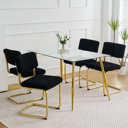 Ezell Dining Chairs with Gold Metal Leg (Set of 4) - Black