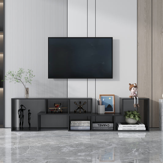 Alpha Double L-Shaped TV Stand - Black