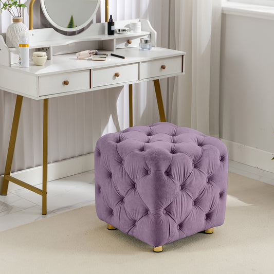 Velvet Upholstered Vanity Seat - Purple