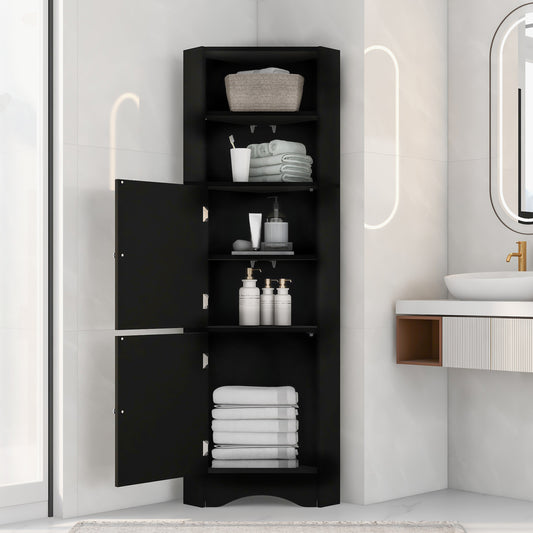 Skyward Bathroom Corner Cabinet - Black
