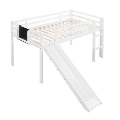 Wonderful White Twin Loft Bed with Slide, Stair and Chalkboard