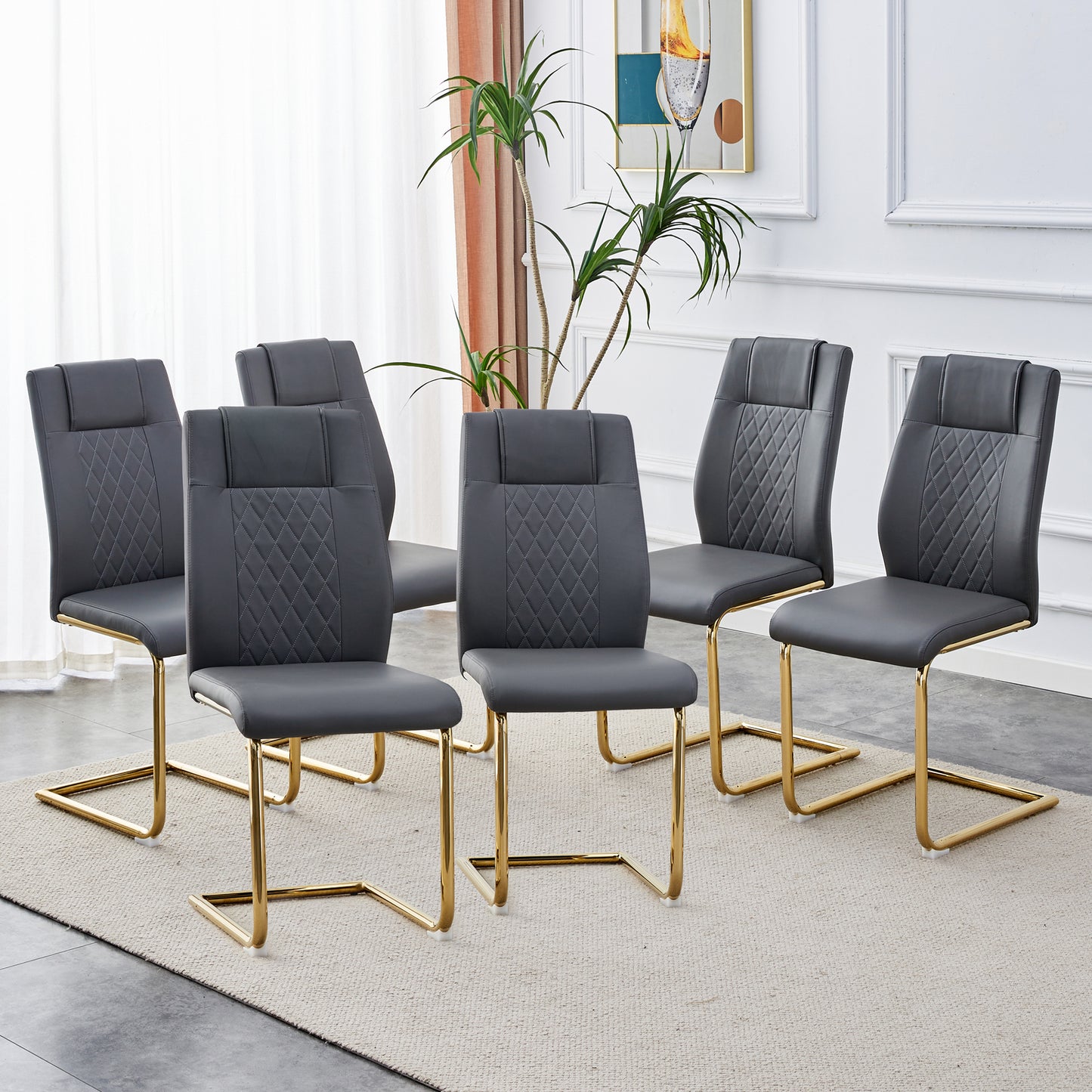 Skye Dining Chair Golden Metal Leg (Set of 6) - Gray