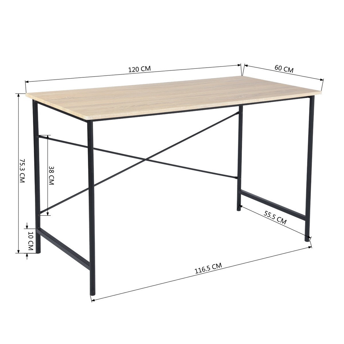 Eco Write Oak & Black Metal Frame Desk