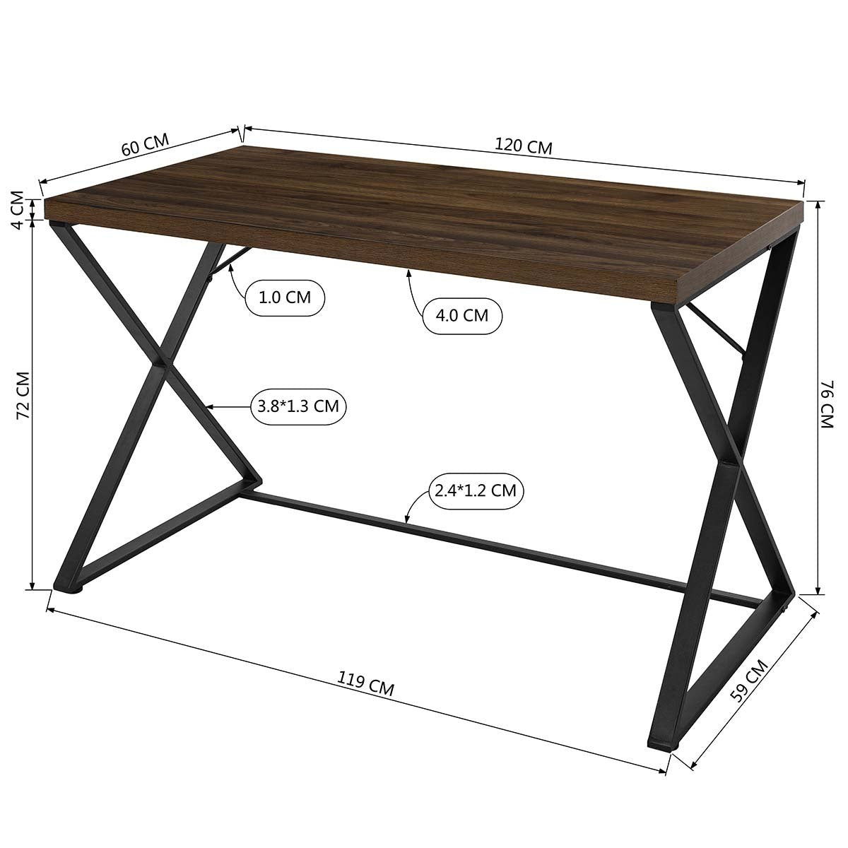 Noir L Computer Des - Walnut & Black