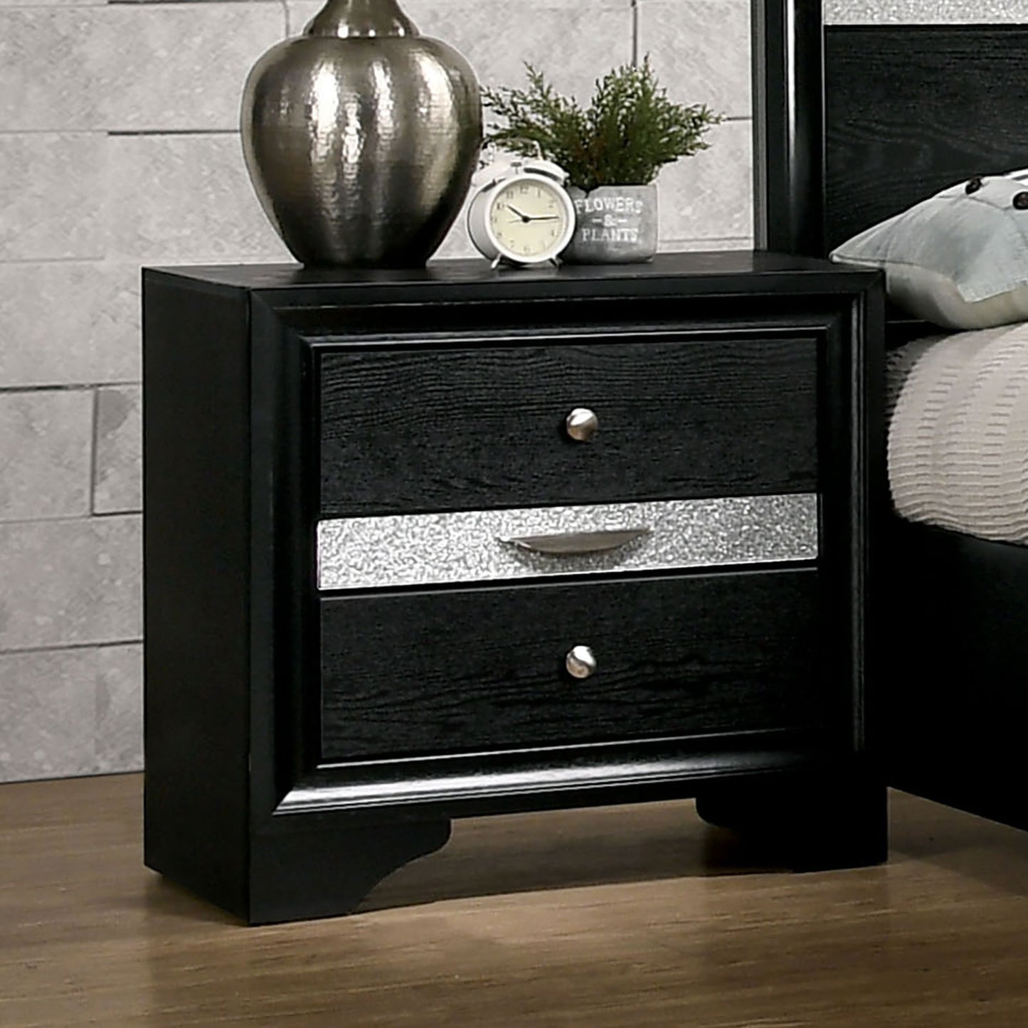 Elis Contemporary Nightstand - Black