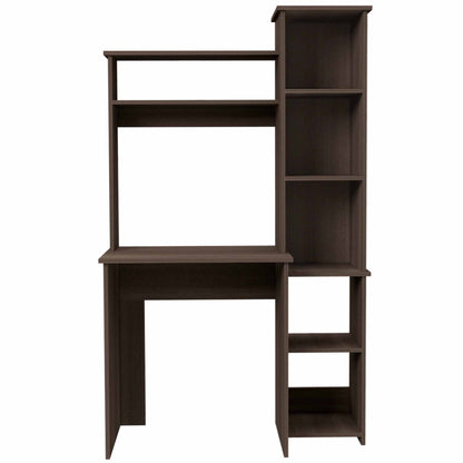 Marston 6-Shelf Writing Desk with Built-in Bookcase - Smokey Oak