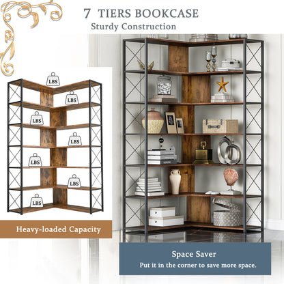 L-Shaped Corner Bookcase - Brown