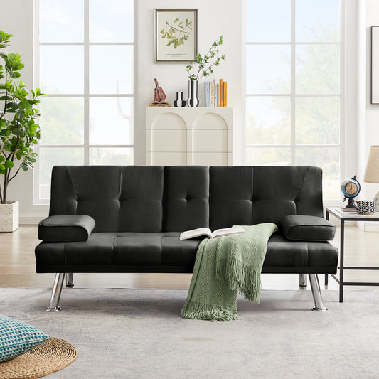 Devo Linen Upholstered Convertible Sofa Bed  - Dark Grey